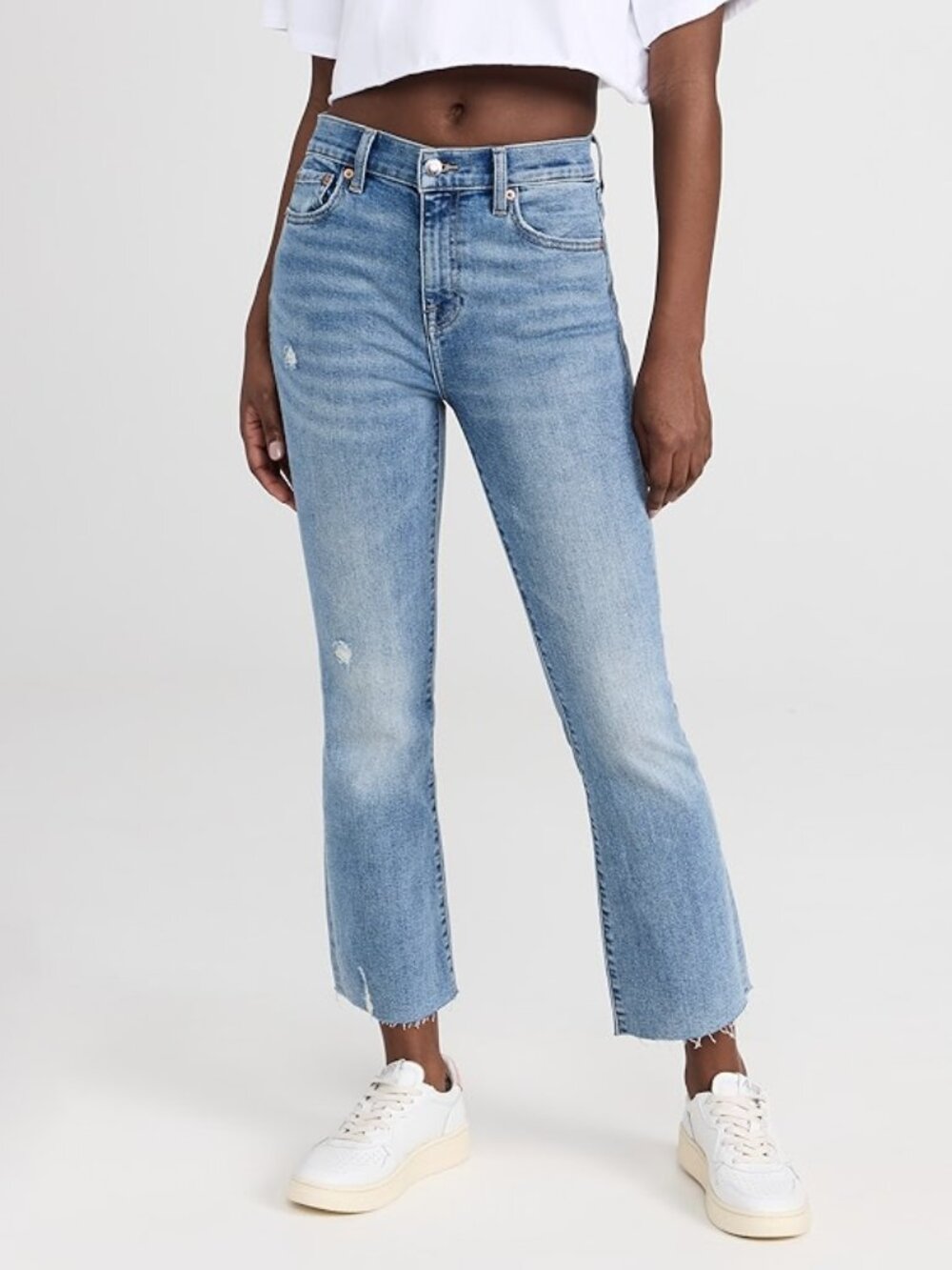 Pistola Lennon Distressed Cropped Jeans in Zuma